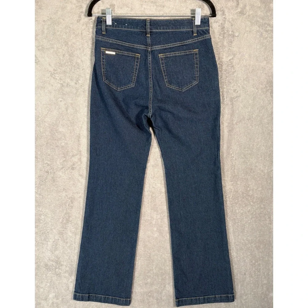 Michael Kors Womens High Rise Straight Jeans Blue‎ Dark Wash Size 6 Patch Pocket